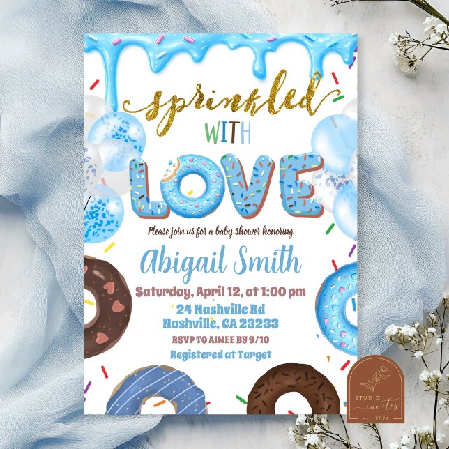 Convites Boy Pastel Donut Sprinkled with Love Invitation (Criador carregado)