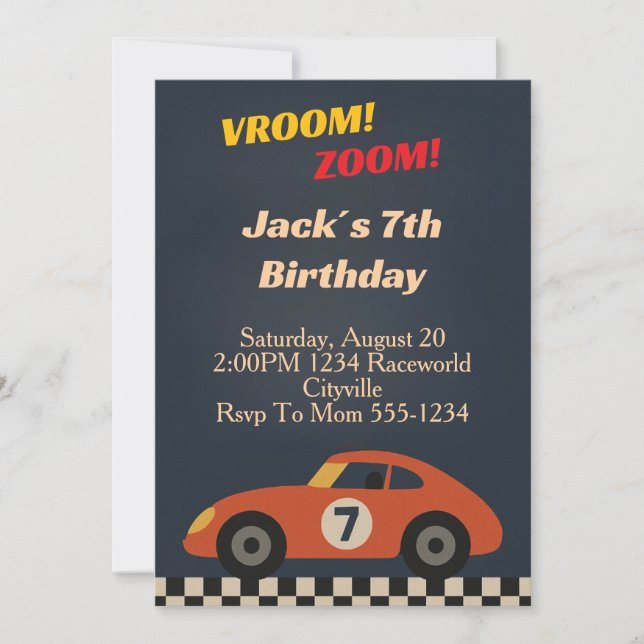 Convites Boy Racing Birthday (Frente)