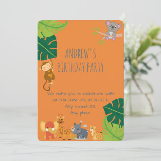 Convites Boy Safari Birthday Invitation