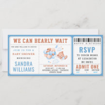 Boy Teddy Bear “We Can Bearly Wait” Baby Shower 