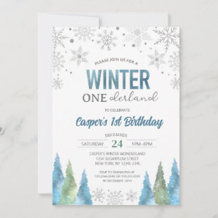 Convites Boy Winter Onederland Snowflakes Primeiro Aniversá
