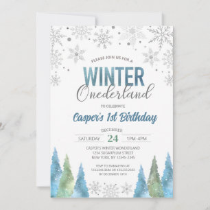 Convites Boy Winter Onederland Snowflakes Primeiro Aniversá