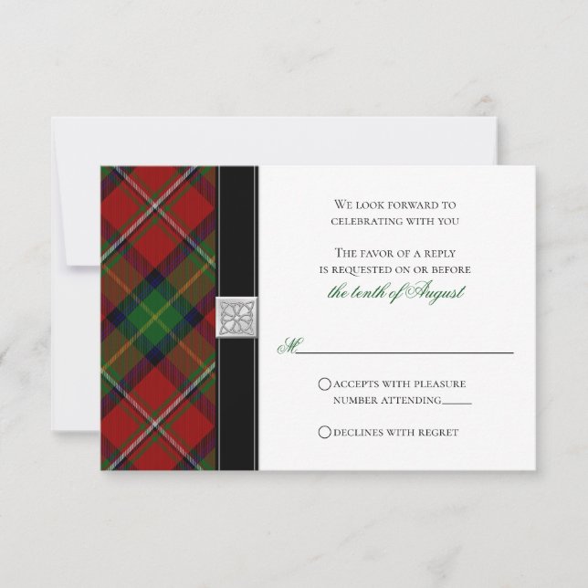 Convites Boyd Tartan Scottish Celtic Wedding RSVP Resposta (Frente)