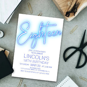 Convites Boys 18th Neon Piscina Birthday