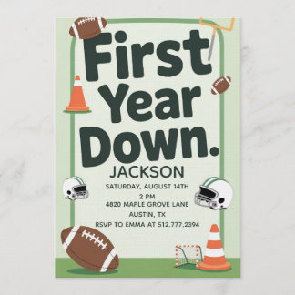 Convites Boy's 1st Birthday First Year Down - Football Bday