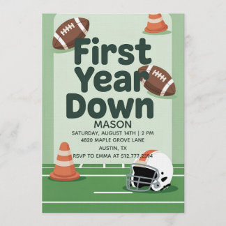 Convites Boy's 1st Birthday First Year Down - Football Bday