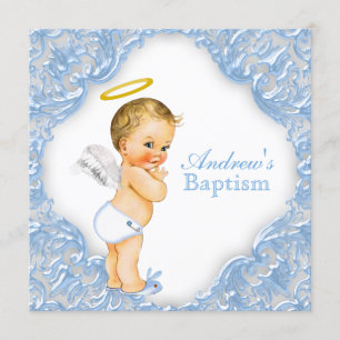 Convites Boys Angel Baptism Christening
