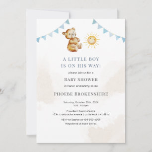 Convites Boys Bear e Sunshine Watercolor Chá de fraldas