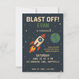 Convites Boys Birthday - navio espacial externo