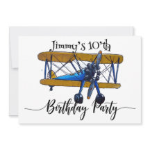 Boys birthday party with yellow and blue biplane