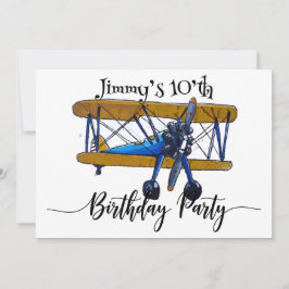 Convites Boys birthday party with yellow and blue biplane