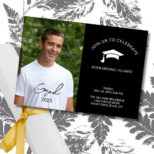 Convites Boys Black and White Festa de formatura