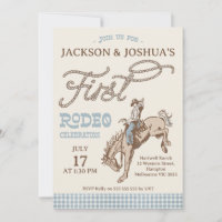 Boys Blue Cinza Twins First Rodeo primeiro anivers