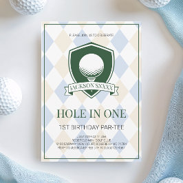 Convites Boys Blue Golf Hole in One 1st Birthday Party