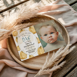 Convites Boys Blue Pumpkin Fall Aniversário Photo