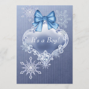 Convites Boys Blue Snowflake Winter Wonderland Chá de frald