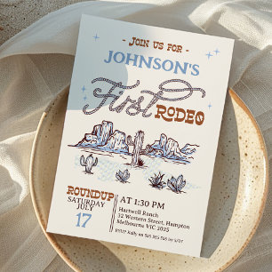 Convites Boys Blue Western Desert First Rodeo primeiro aniv