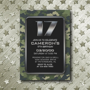 Convites Boys Camo Hunting Army 17th Birthday