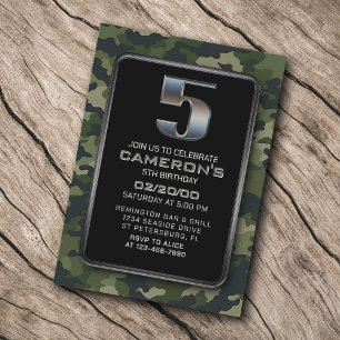 Convites Boys Camo Hunting Army 5 Birthday