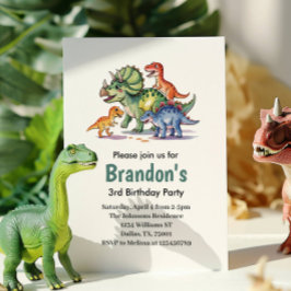 Convites Boys Cute Dinossaur Aniversário