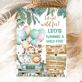 Convites Boys Cute Wild Five Safari 5th Birthday