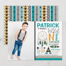 Convites Boys Dreamcatcher Wild ONE primeiro aniversario Co