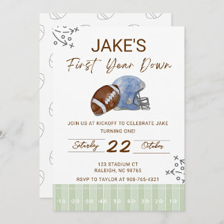 Convites Boy's First Birthday, First Down Birthday Invite,