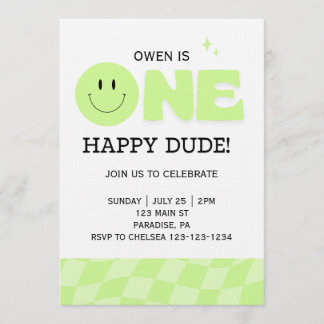 CONVITES BOYS FIRST BIRTHDAY INVITATION ONE HAPPY DUDE