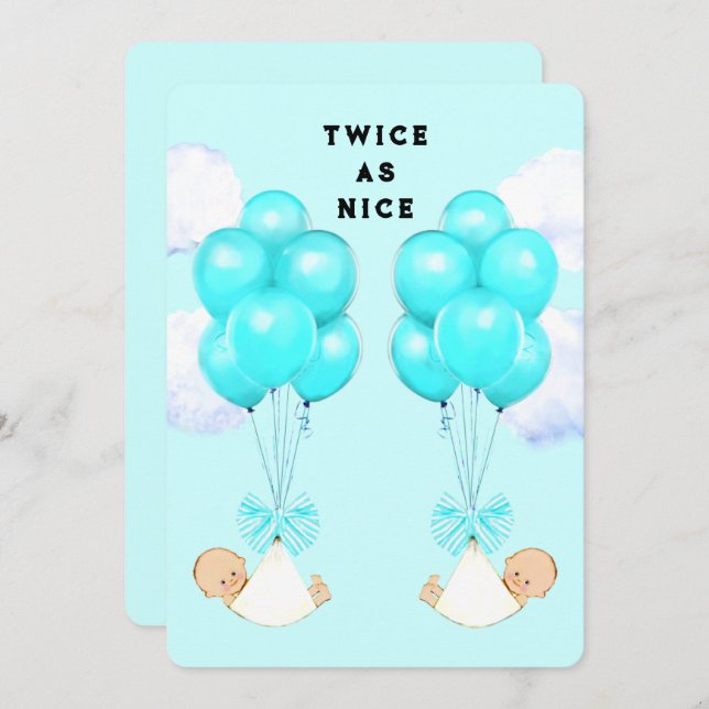 Convites Boys Gêmeos Chamadas de Bebê (Frente/Verso)