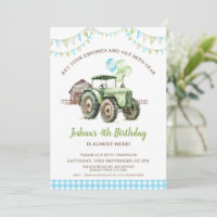 Boys Green Blue Balloons Trator Birthday