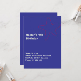 Convites Boys Invitation Star Blue Red