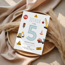 Boys Modern Blue Construction Aniversário de crian