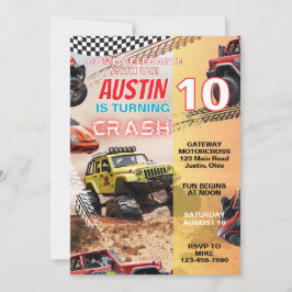 Convites Boys Monster Truck A Qualquer Idade Aniversário