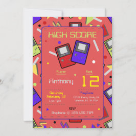Convites Boys Red Retro Gaming Birthday