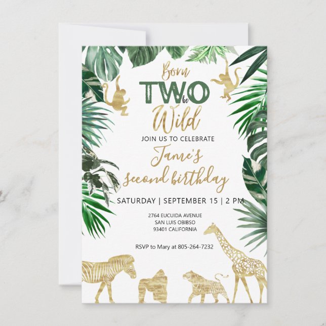 Convites Boys Safari 2 Wild Birthday (Frente)