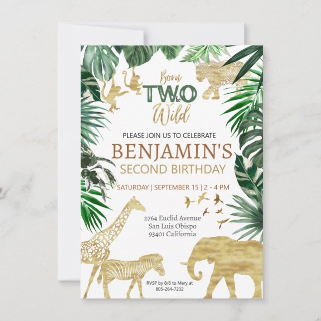 Convites Boys Safari 2 Wild Birthday (Frente)