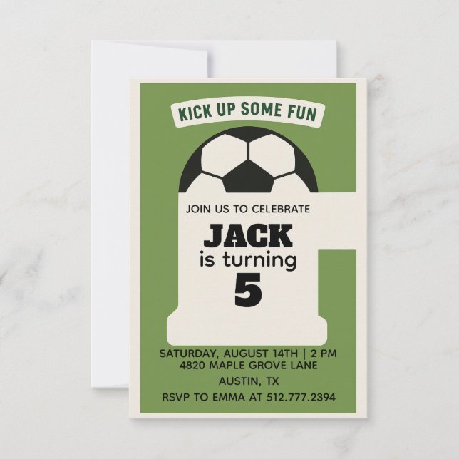 Convites Boys Soccer Birthday - Green Theme (Frente)