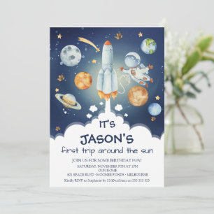 Convites Boys Space Primeiro Trip Em Torno Do Sol Aniversár