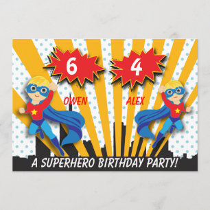 Convites Boys Superherói Birthday