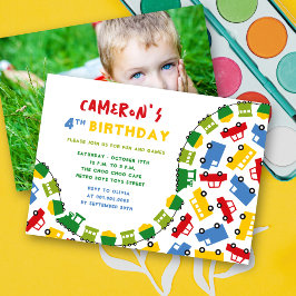 Convites Boys Toys Fun Transport Foto 4.ª Festa de Aniversá