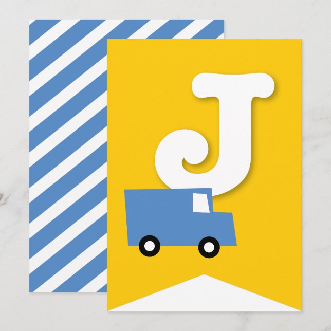 Convites Boys Toys Kid's Festa de aniversário Banner de Bun (Frente/Verso)