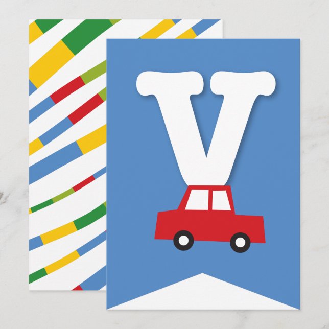 Convites Boys Toys Transport Happy Birthday Party Banner (Frente/Verso)