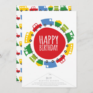 Convites Boys Toys Transport Happy Birthday Party Banner