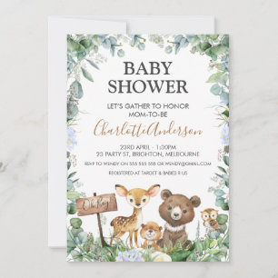 Convites Boys Woodland Animal e Greenery Chá de fraldas