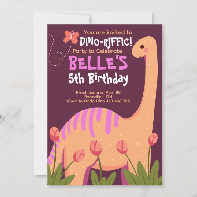 Convites Brachiosaurus Dino Aniversário (Frente)