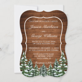 Convites Bracket Snowy Wood & Forest Country Pine Weding