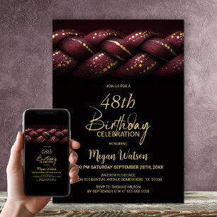 Convites Braid Dourado Burgundy Qualquer Festa de aniversár