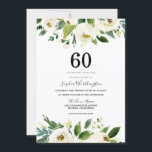 Convites Branca Botânica Moderna Floral 60ª Festa de aniver<br><div class="desc">Convite de aniversário branco botânico moderno Floral 60º Ver coleção correspondente em Niche e Nest Store</div>