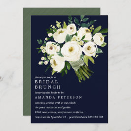 Convites Branca Buquê Azul Bridal Brunch