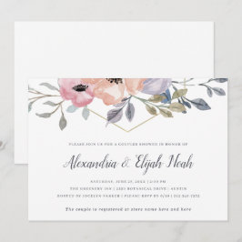 Convites Branca| Casais geométricos de cor rosa rosa Chá